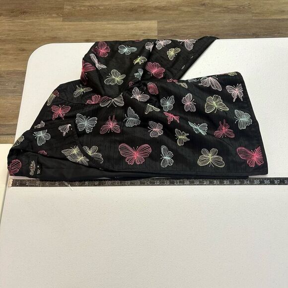 Peck & Peck Silk Butterfly Jacket Black Embroidered 100% Silk Blazer Size 16 - Picture 10 of 11